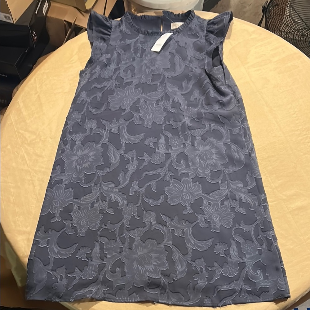 LOFT Charcoal Embroidered Dress XS